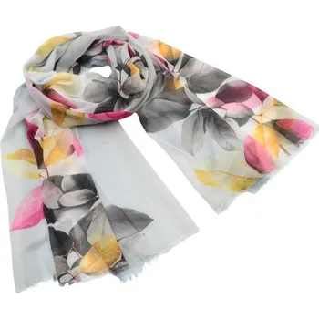 Šála Šála klasická - šedá s květinovým potiskem