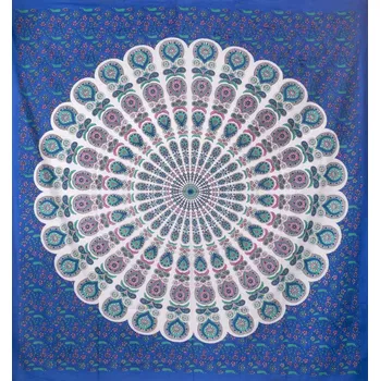 Přehoz na lůžko Mandala velká Barmere Sooraj modrá I.