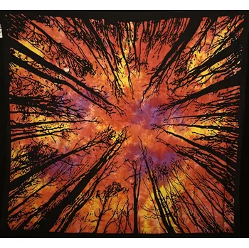 Přehoz na lůžko Mandala velká Les oranžová