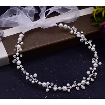 Opasek B-TOP Elegantní ručně vyrobený stříbrný opasek s krystaly a perličkami