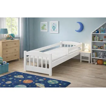 Dětská postel MB Dětská postel Nikolas z masivu borovice se zábranou Barva: Bílá, Rozměry postele: 160 x 80 cm