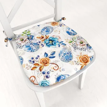 Podsedák Oblý podsedák Leona LN-114 Modré kraslice - 39x37x3 cm