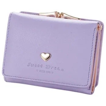 Dámská rozkládací peněženka 10–40,5 cm Srdíčkový detail Kapsa na sponu Syntetická kůže a polyvinyl Kompaktní provedení fialová