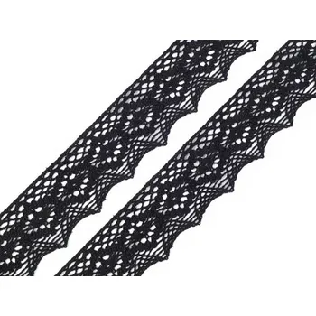 Krajka Krajka paličkovaná šíře 46 mm METRÁŽ - 6 (46 mm) černá