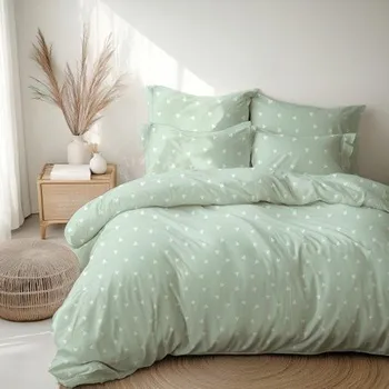 Povlečení Povlečení krep mint srdíčka 140x200 a 70x90 cm