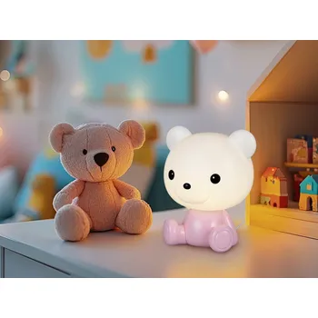Lampička Dětská stolní lampička Cutie, růžový medvídek