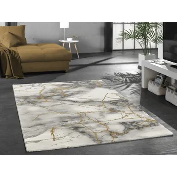Koberec Koberec Craft 80x150 cm, mramorová optika, šedo-zlatý