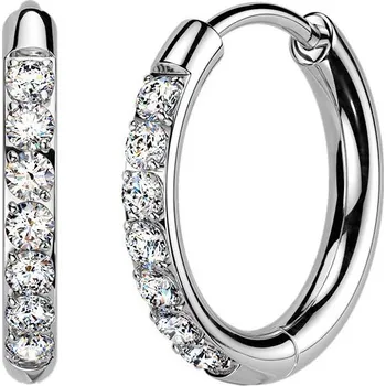 Náušnice Titanové náušnice kroužky s moissanity, 14 mm