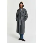 KABÁT GANT HANDSTITCHED BELTED COAT CHARCOAL MELANGE