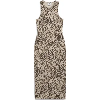 Dámské šaty Dámské šaty PUMA LEO LUXE SLIM AOP DRESS 632339-91 ALPINE SNOW/ICE COFFEE XS