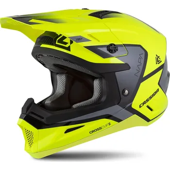 Motodoplněk Motokrosová helma na motorku Cassida Cross Cup 2 Napa fluo žluto-černo-perleťově šedá M