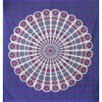 Přehoz na lůžko Mandala velká Barmere Sooraj růžovo-modrá I.