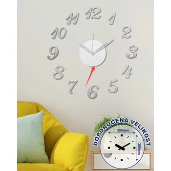 Hodiny Nalepovací hodiny 35 cm, stříbrné