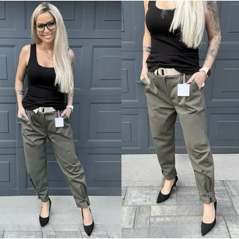 Dámské kalhoty Kalhoty s páskem CHIC Barva: Khaki
