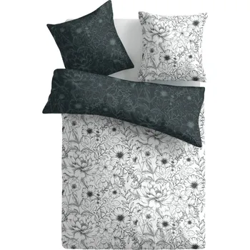 Povlečení Povlečení Gabi, bavlna renforcé, černobílé s květinami