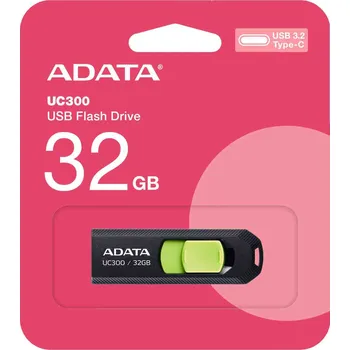USB flash disk A-Data ADATA Flash Disk 32GB UC300, USB-C 3.2, černo-zelená ACHO-UC300-32G-RBK/GN