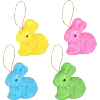 Velikonoční dekorace Velikonoční závěsná dekorace zajíčci s třpytkami 4 ks