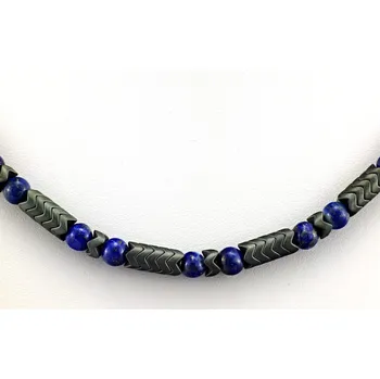 Náhrdelník Pánský originální náhrdelník z matného hematitu a lapisu lazuli QA "vnitřní harmonie, prosperita a štěstí" (HEL4840S)