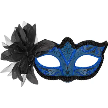 Karnevalová maska Karnevalová maska s květem modrá