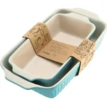 Sada zapékacích misek (2 ks) modrá/krémová kamenina, hranaté