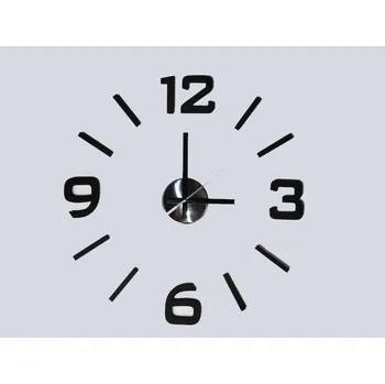 Hodiny Nástěnné nalepovací hodiny 60 cm, černé lesklé