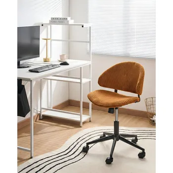 Kancelářská židle oranžová manšestrový sedák a opěrka otočná k počítačovému stolu výškově nastavitelná moderní pro domácí kancelář Beliani