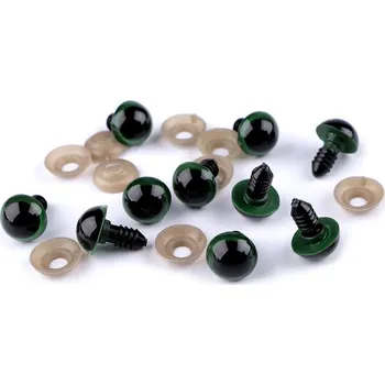 Oči s pojistkou Ø14 mm, střední, 3 zelená