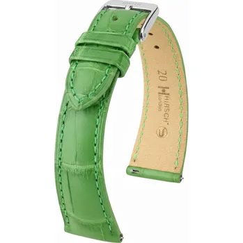 Řemínek na hodinky Kožený řemínek Hirsch London L 04307042-2, zelený, aligátoří kůže, délka L, Quick Release - 22 mm