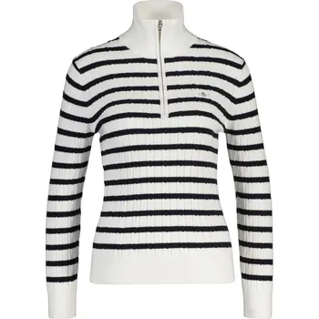 Dámský svetr SVETR GANT STRETCH COTTON CABLE STRIPE HZ EGGSHELL
