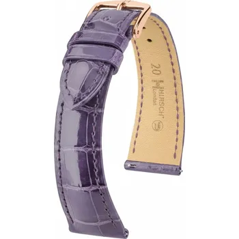 Řemínek na hodinky Kožený řemínek Hirsch London L 04307084-7, fialový, aligátoří kůže, délka L, Quick Release - 17 mm