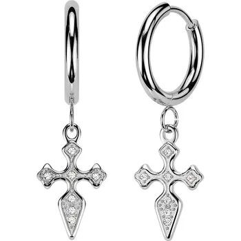 Náušnice Šperky4U Visací ocelové náušnice s křížky - OPN2025-ST