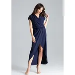 LENITIF Dlouhé modré šaty s rozparkem Tmavě modrá