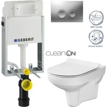 WC sada GEBERIT KOMBIFIXBasic vč. matného tlačítka DELTA 25 + WC CERSANIT CITY NEW CLEANON + WC SEDÁTKO SLIM 110.100.00.1 21MA CI2