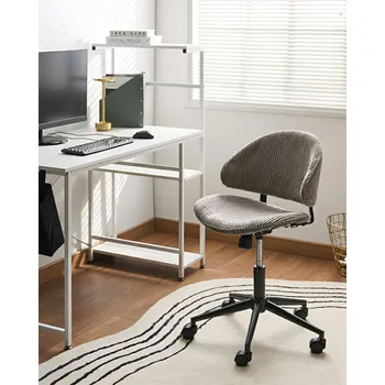 Kancelářská židle šedá manšestrový sedák a opěrka otočná k počítačovému stolu výškově nastavitelná moderní pro domácí kancelář Beliani