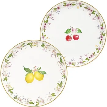Talíř Porcelánová sada talířů 2ks Fancy Fruit třešně/citron 16 cm, Easy Life