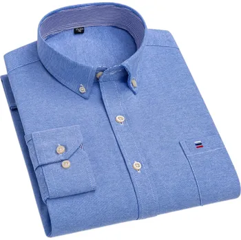 Pánská košile Pánská košile s límečkem a kapsičkou Jednobarevná bavlněná košile na knoflíky pro každodenní nošení modrá 5XL