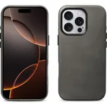 Kožený obal na iPhone 16 Pro MAX - iCarer, OilWax MagSafe Gray