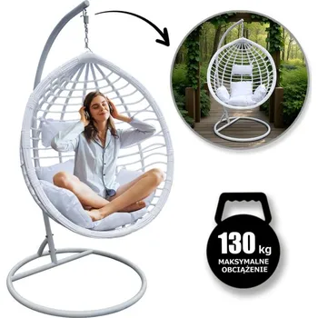 Flamenco Mystique Závěsné houpací křeslo Cocoon s polštáři bílé - KR36