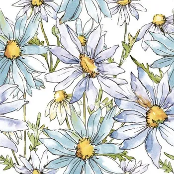 Papírový ubrousek Ubrousky Maki L - Watercolour Blue Margerites - SL_OG_059701