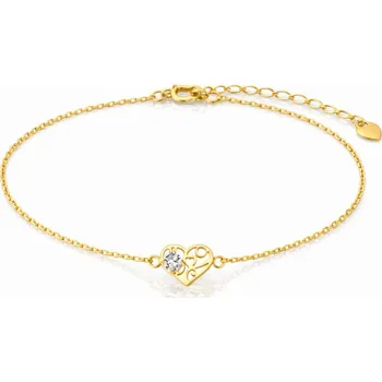 Náramek Flamenco Mystique Náramek z chirurgické oceli, pozlacený 14k zlatem, Celebrity, prolamované srdce, kubická zirkonie BST1605