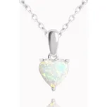Stříbrný náhrdelník SRDÍČKO s bílým opálkem