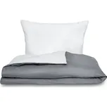 Kvalitex Saténové povlečení LUXURY COLLECTION tmavě šedé / bílé 1+2, 240x220, 70x90cm