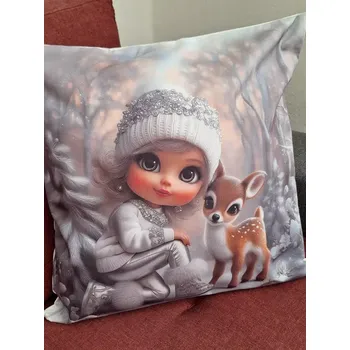 Povlak na polštářek Povlak na polštářek holčička a srnka