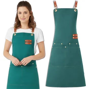 Kuchyňská zástěra Camerazar Dámská a pánská kuchyňská zástěra, nepromokavá, s kapsami, ochranná, zelená