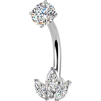 Piercing Šperky4U Ocelový piercing do pupíku se zirkony - BS1069