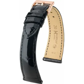 Řemínek na hodinky Kožený řemínek Hirsch London L 04307050-7, černý, aligátoří kůže, délka L, Quick Release - 22 mm