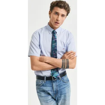 Pánské oblečení KOŠILE GANT REG CLASSIC POPLIN SS SHIRT LIGHT BLUE