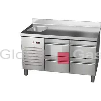 Stůl chladící ETP 7 135 04 HC S GI agregát vlevo + dřez | Asber 6176764LS
