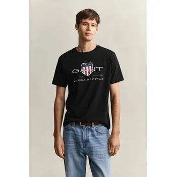 Pánské tričko TRIČKO GANT REG ARCHIVE SHIELD SS T-SHIRT BLACK