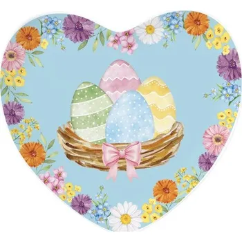 Talíř Velikonoční podnos ve tvaru srdce Egg Hunt 20x19cm, Easy Life - Modrý